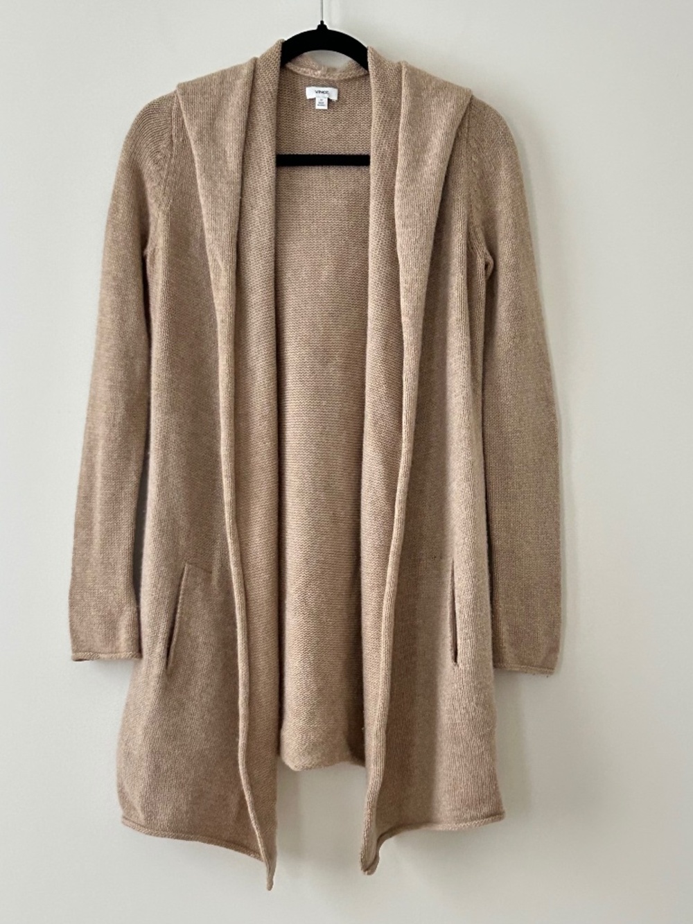 Vince Beige Wool & Yak Hooded Cardigan